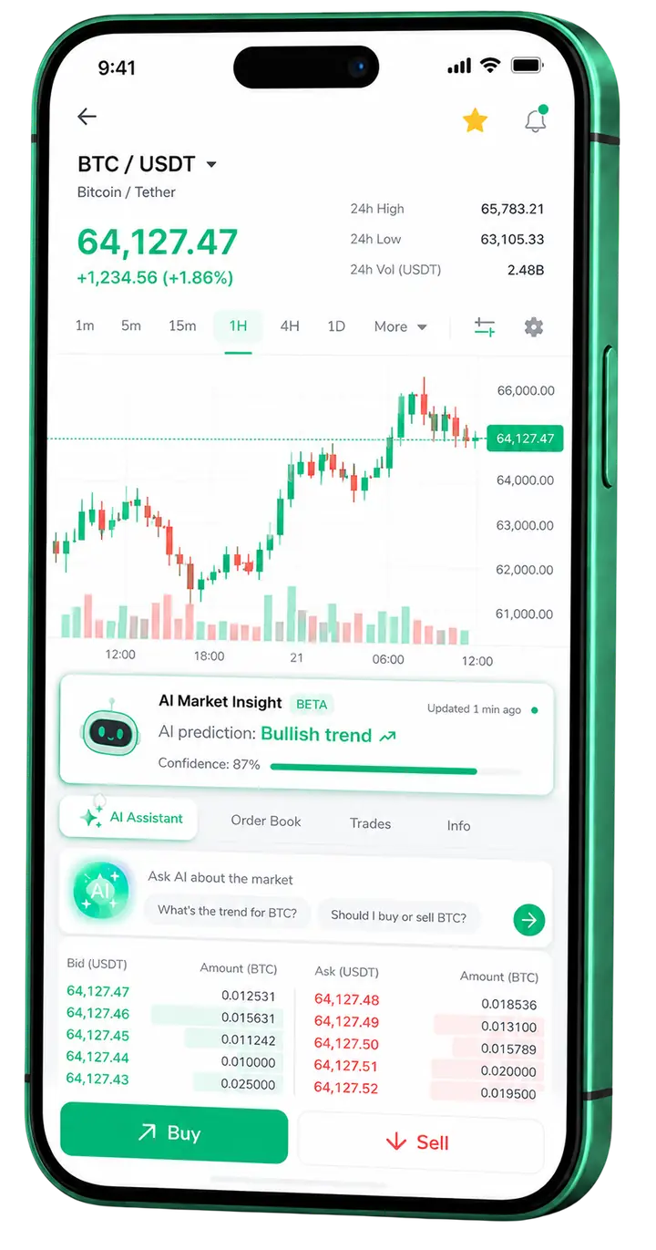 Mobile Ansicht der Trading-Plattform Polaris AI